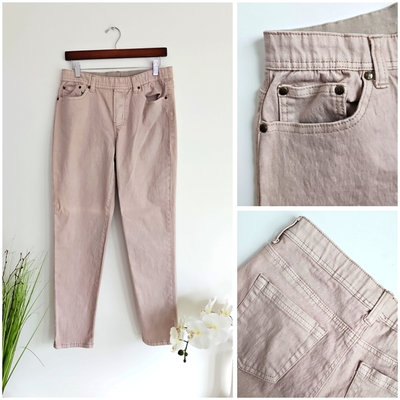 80's 90's DG2 by Diane Gilman, Beautiful Vintage Pull On Beige Jeans , Size M - Picture 1 of 16